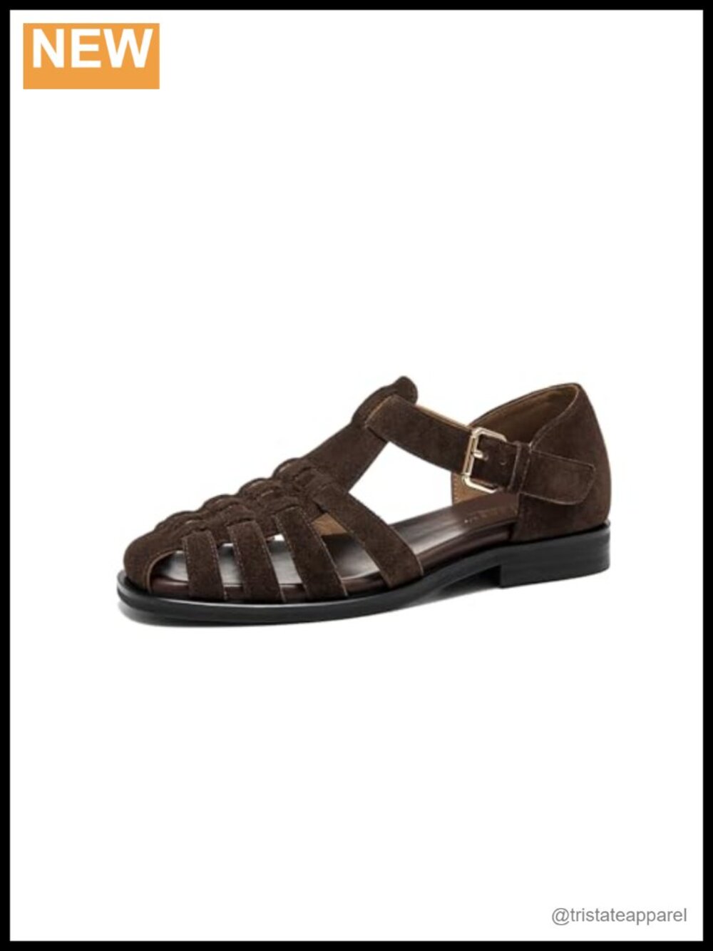 BEAU TODAY Suede Closed Toe Fisherman Sandals Buckle Strap